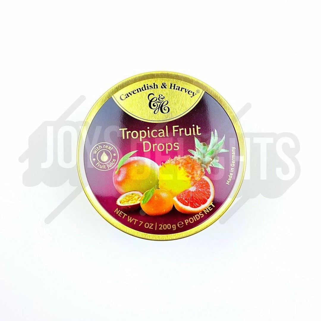 Outlet 🌟 Joy's De'Lights All 🍬 Candy Cavendish & Harvey Tropical Fruit Drops 200g Tin 🌟 1 Joy's De'Lights All Candy Cavendish & Harvey Tropical Fruit Drops 200g Tin